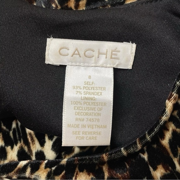 Vtg Cache Velvet Leopard Print Keyhole Stretch Cocktail Dress Brown Black Size 8 - Picture 5 of 6